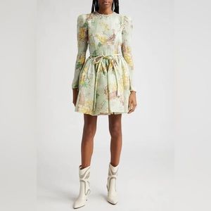 Floral green sage summer dress Small